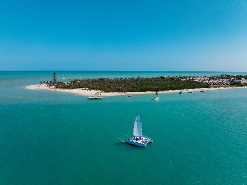 Aerial view of Sailboat on Sanibel.